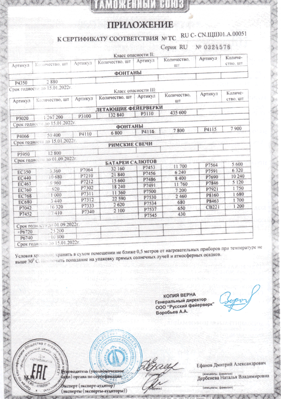 Сертификат соответствия № 0324578  - Северо-Курильск | severo-kurilsk.salutsklad.ru 